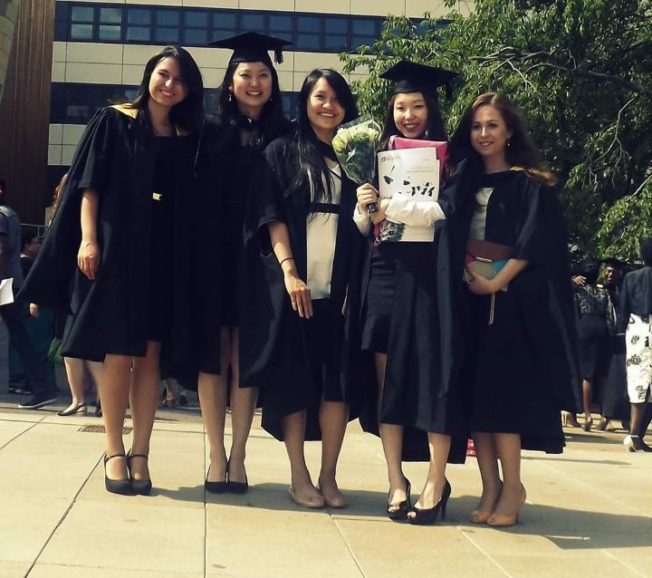 Luiza Dobre, International Business Management, with friends at her graduation.