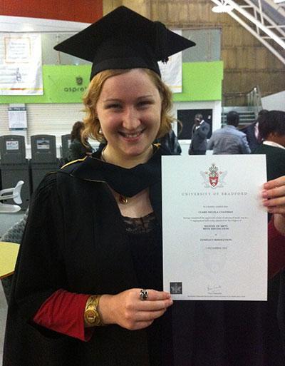 Clare Coatman, MA Conflict Resolution at her graduation