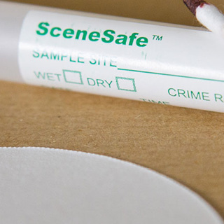Blood sample with SceneSafe vial and testing swab