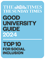 Badge for The Sunday Times Good University Guide 2024, Top 10 for Social Inclusion
