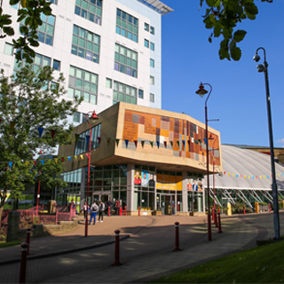 A picture of the University of Bradford Richmond Building entrance